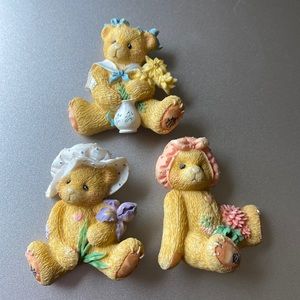 Vintage teddy bear brooch pin set